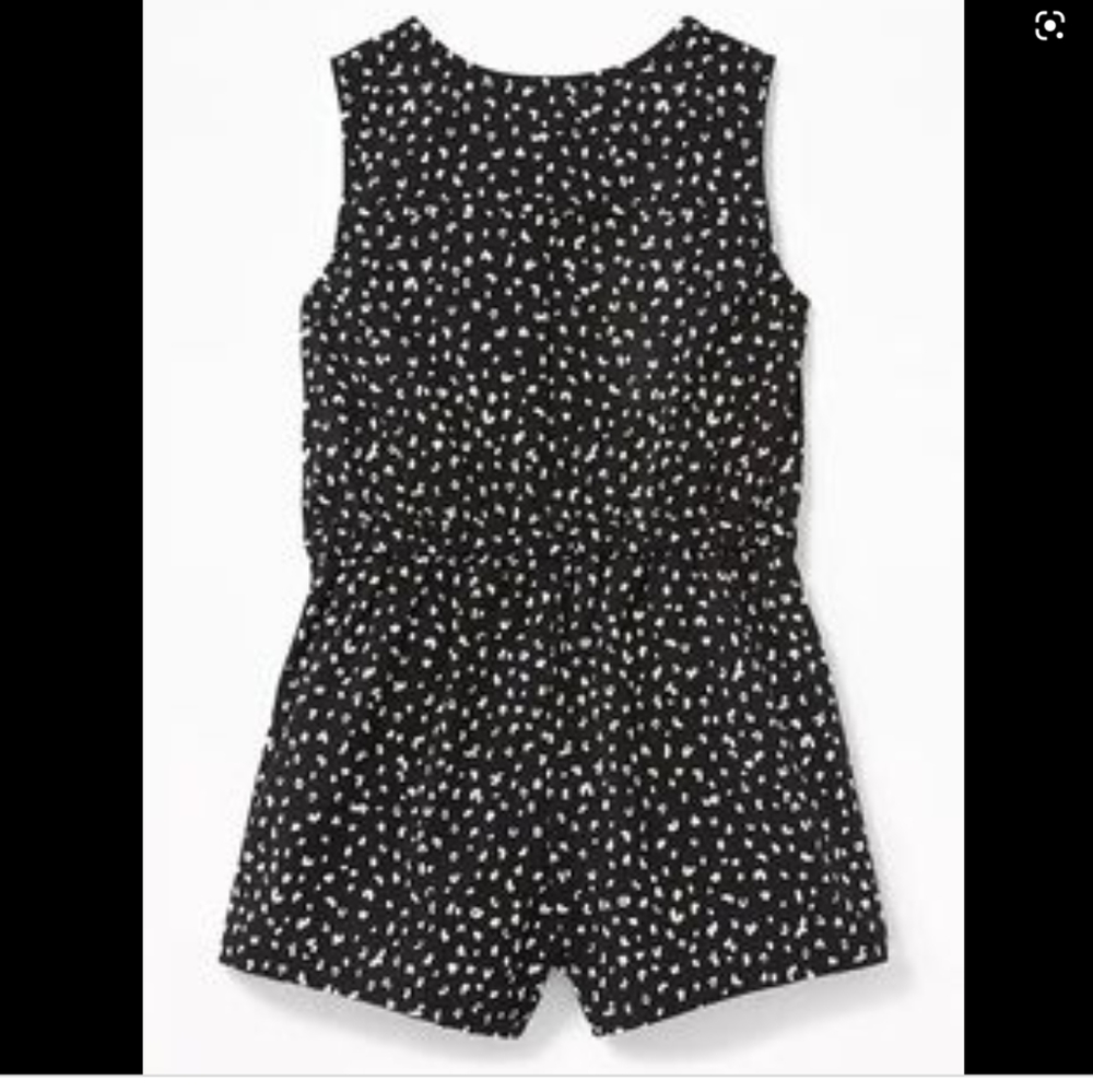 Black and white animal print romper